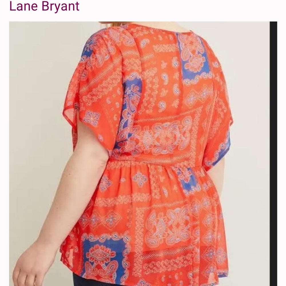NWT Lane Bryant 14/16 Vibrant Red and Blue Blouse